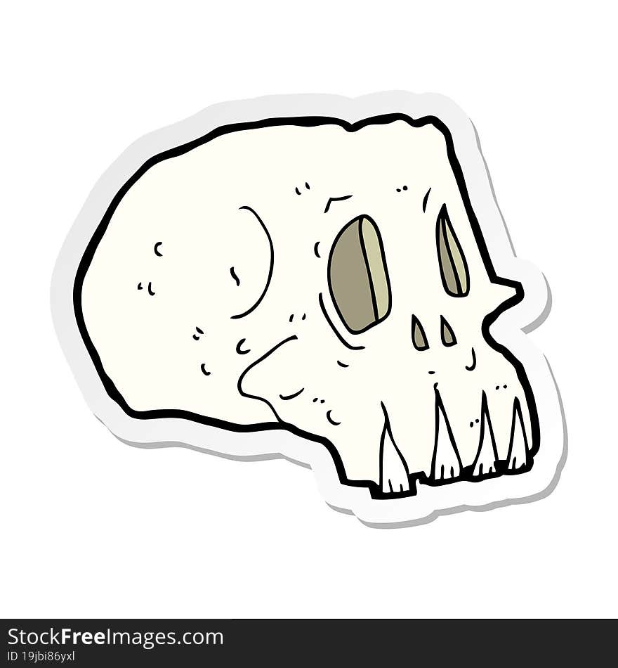 Sticker Of A Cartoon Spooky Skull