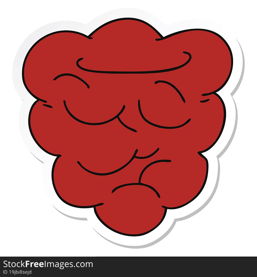 Sticker Of A Quirky Hand Drawn Cartoon Raspberry