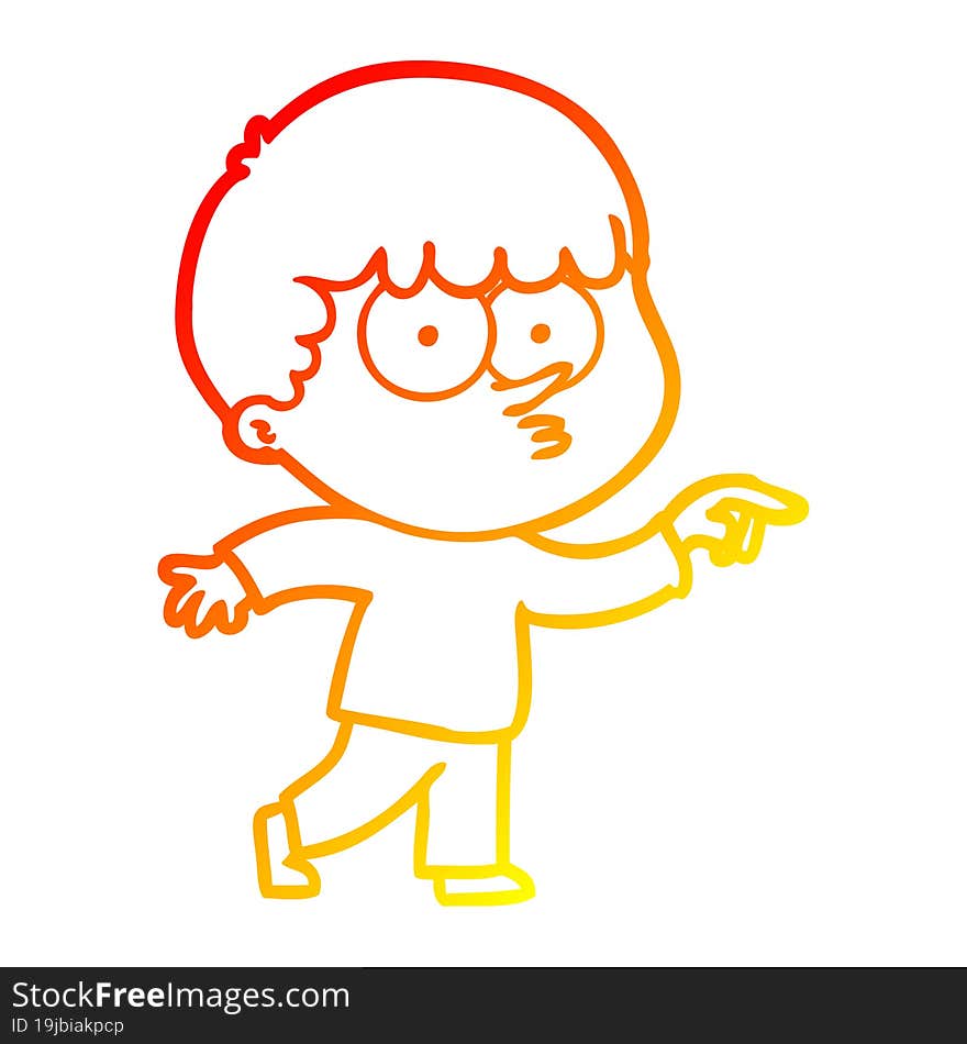 Warm Gradient Line Drawing Cartoon Curious Boy