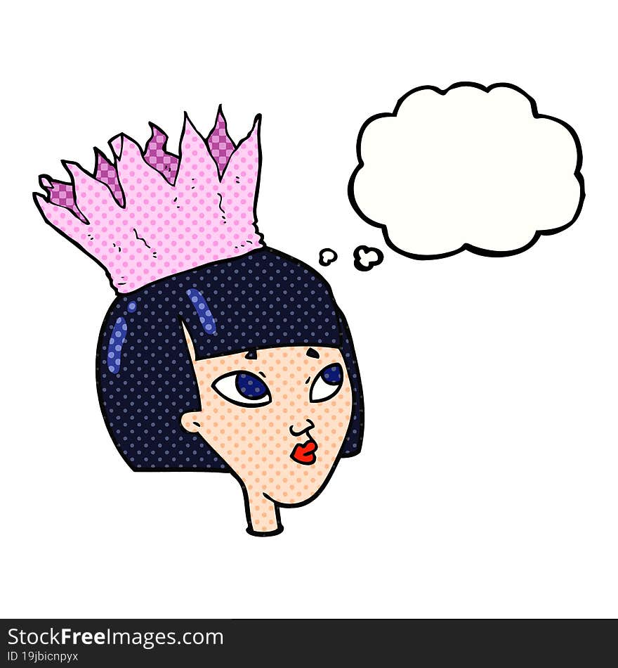 Thought Bubble Cartoon Woman Wearing Paper Crown