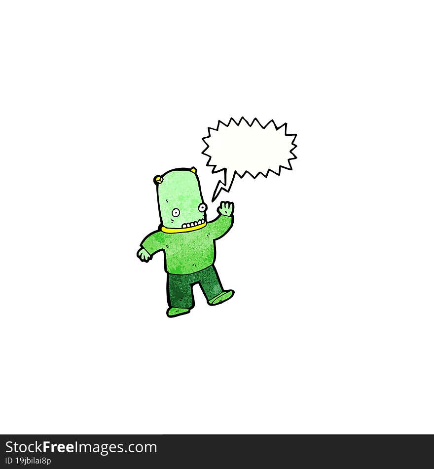 alien with speech bubble cartoon