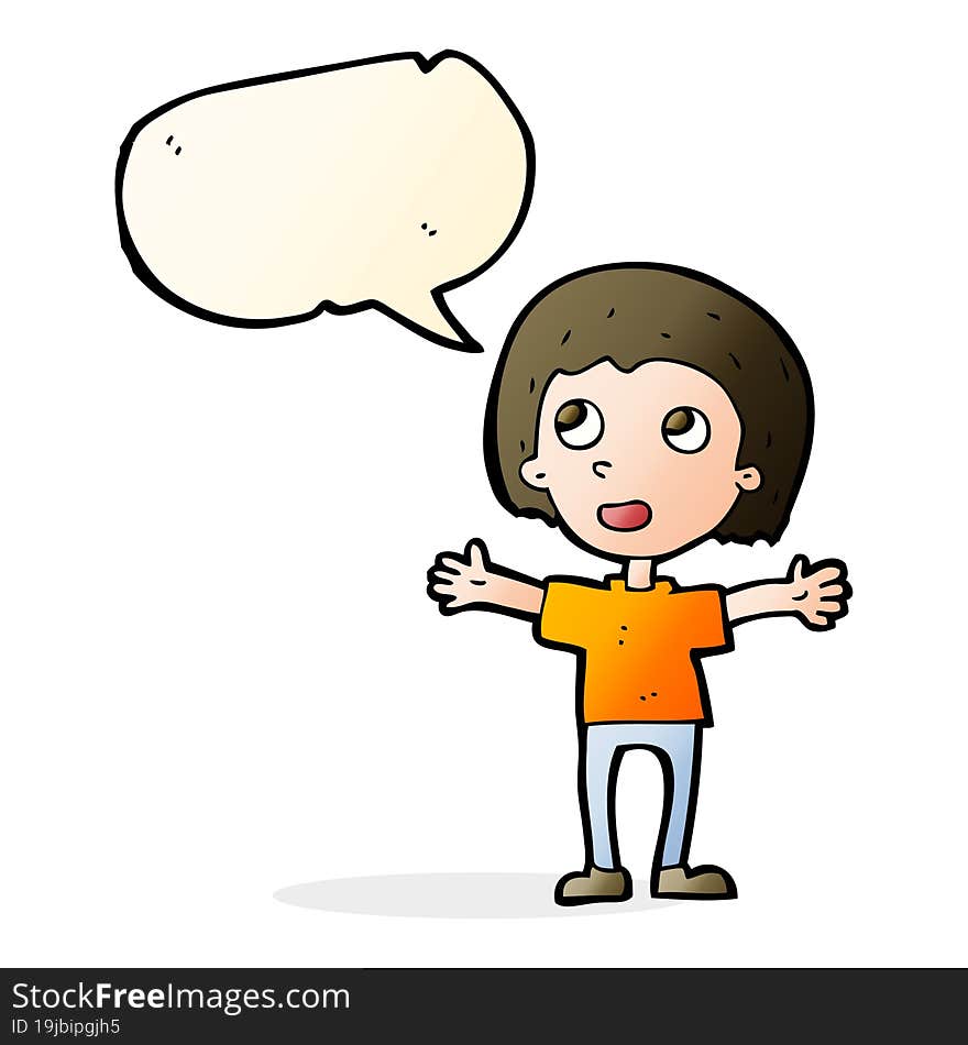 Cartoon Happy Person With Speech Bubble