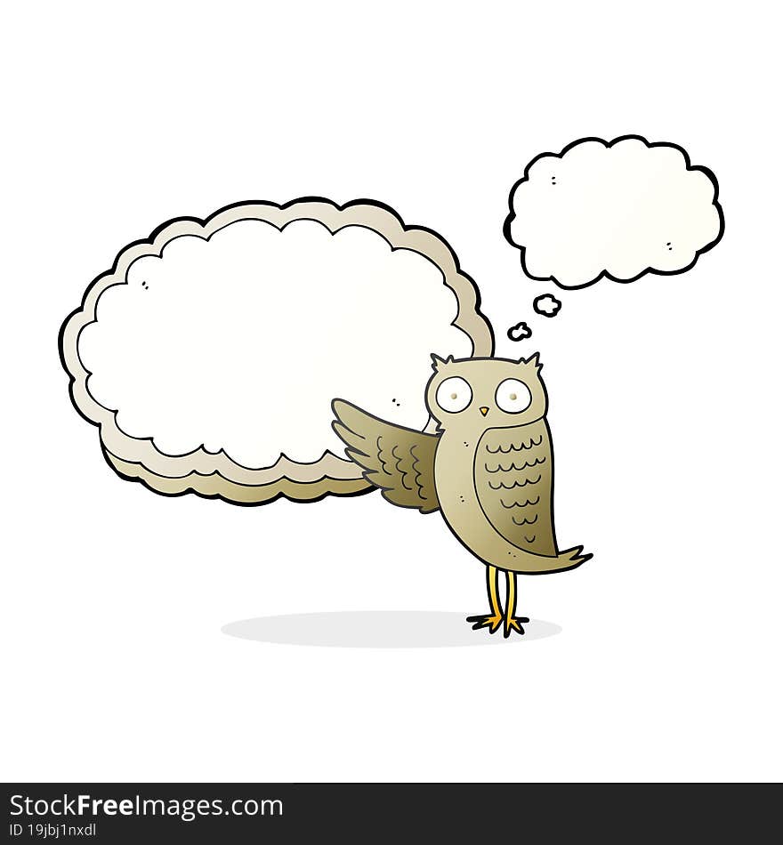 Thought Bubble Cartoon Owl Pointing