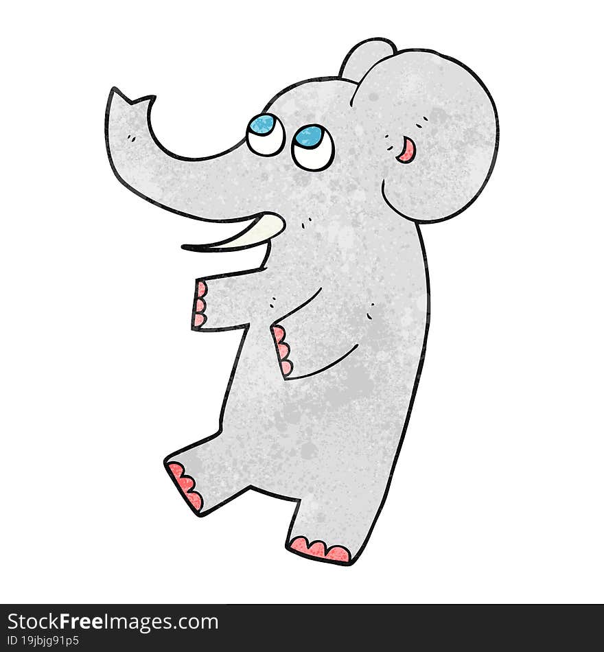 freehand textured cartoon cute elephant