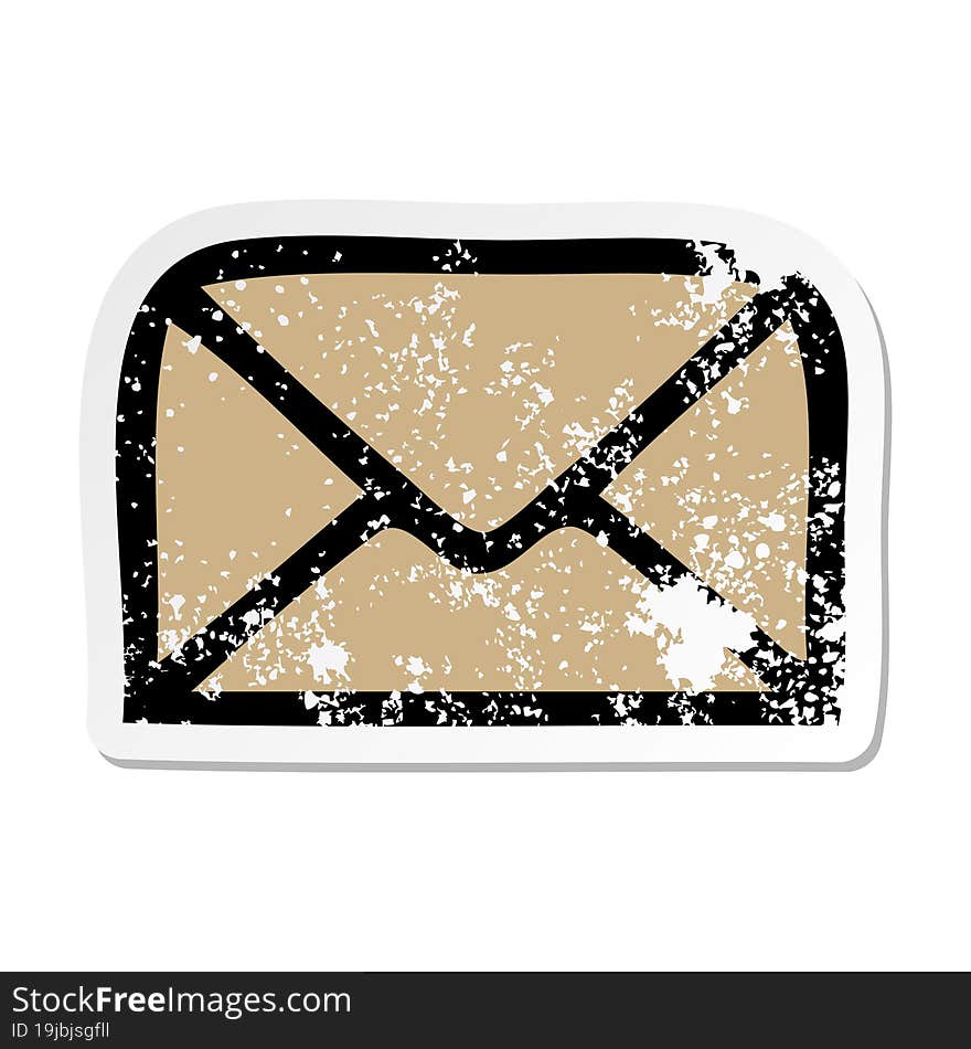 distressed sticker of a cute cartoon paper envelope