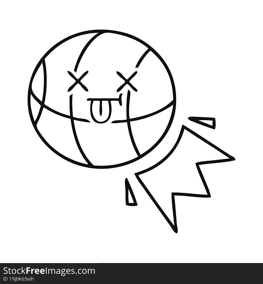 line drawing cartoon basketball