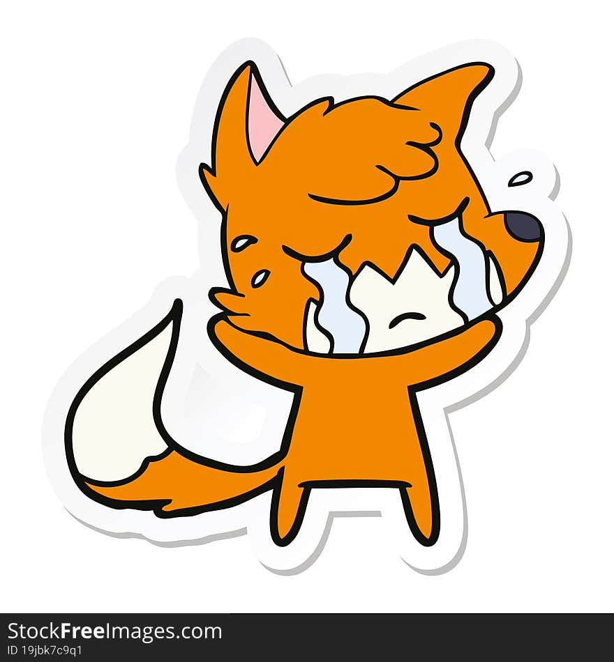 sticker of a crying fox cartoon