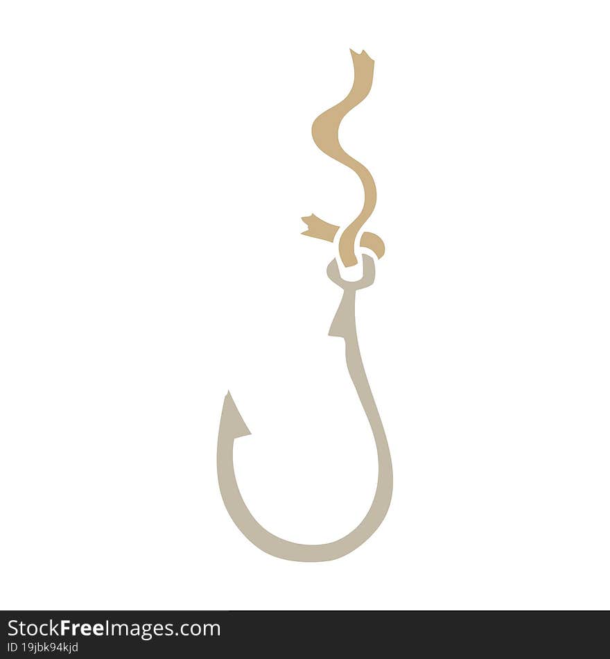 flat color illustration cartoon fish hook