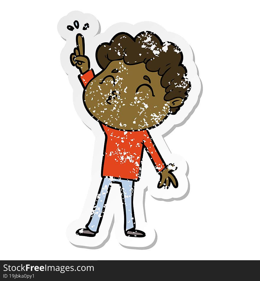 distressed sticker of a cartoon man pouting