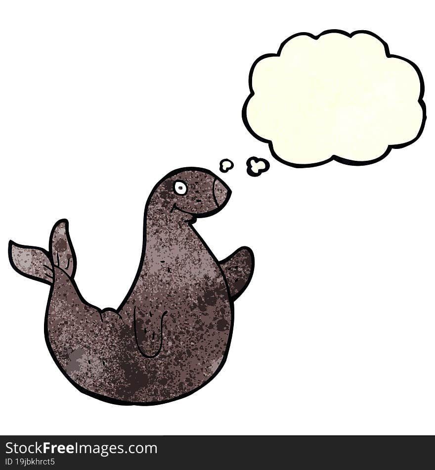 cartoon seal with thought bubble