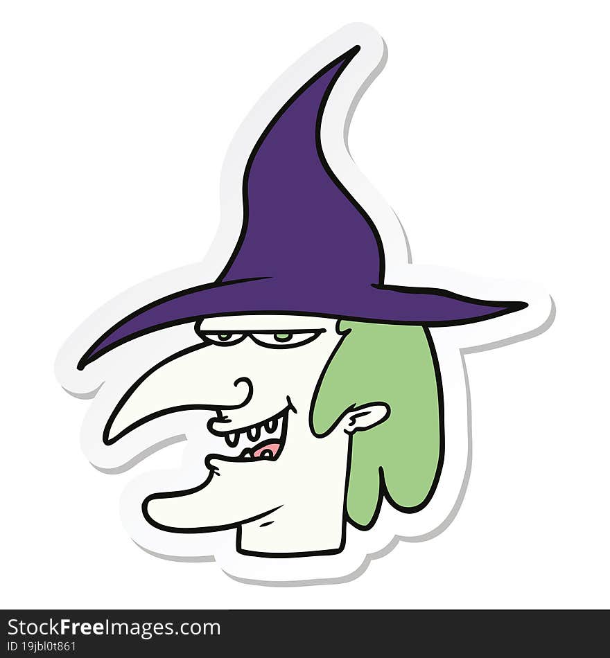 sticker of a cartoon witch