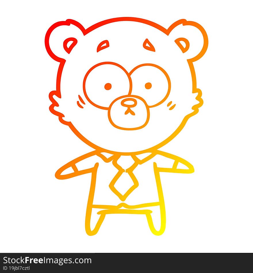 Warm Gradient Line Drawing Surprised Bear Cartoon