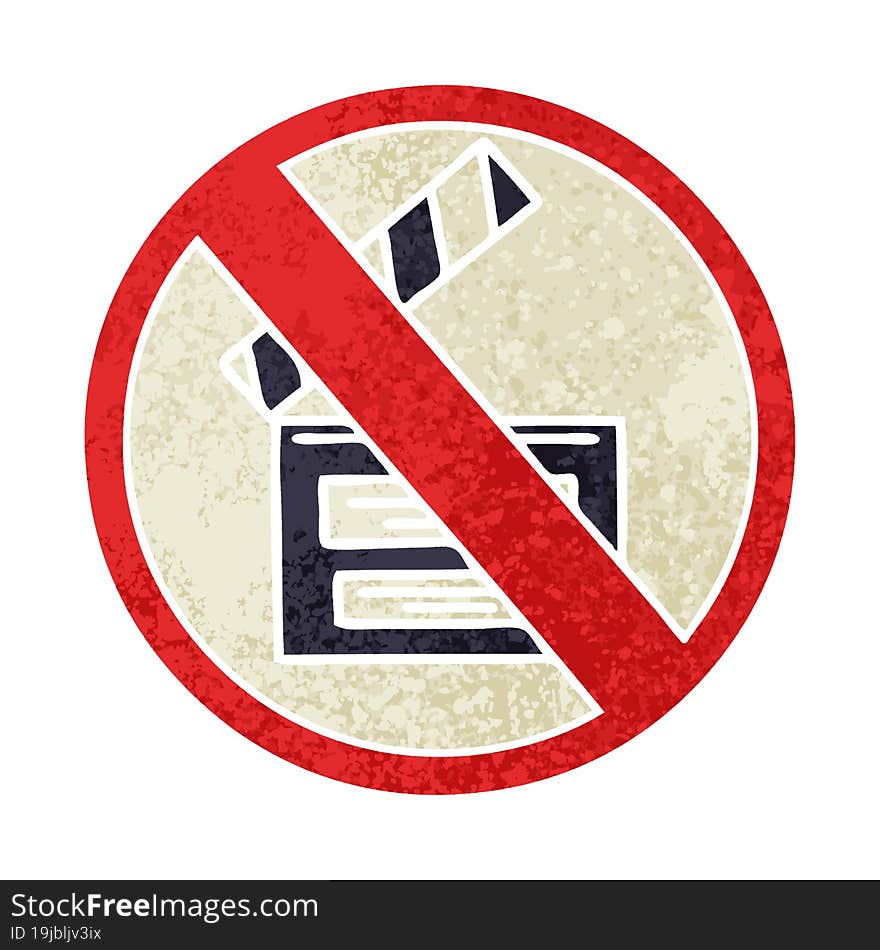 retro illustration style cartoon of a no directing sign