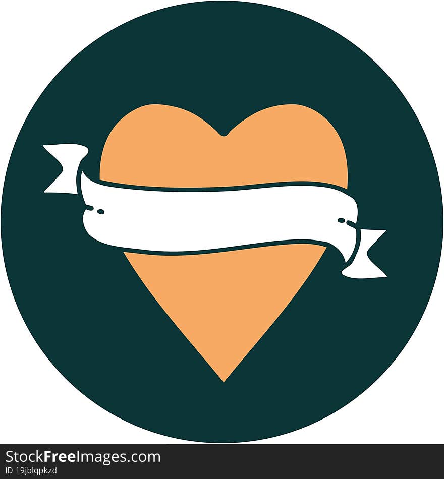 iconic tattoo style image of a heart and banner. iconic tattoo style image of a heart and banner