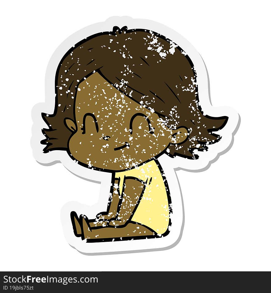 distressed sticker of a cartoon friendly girl