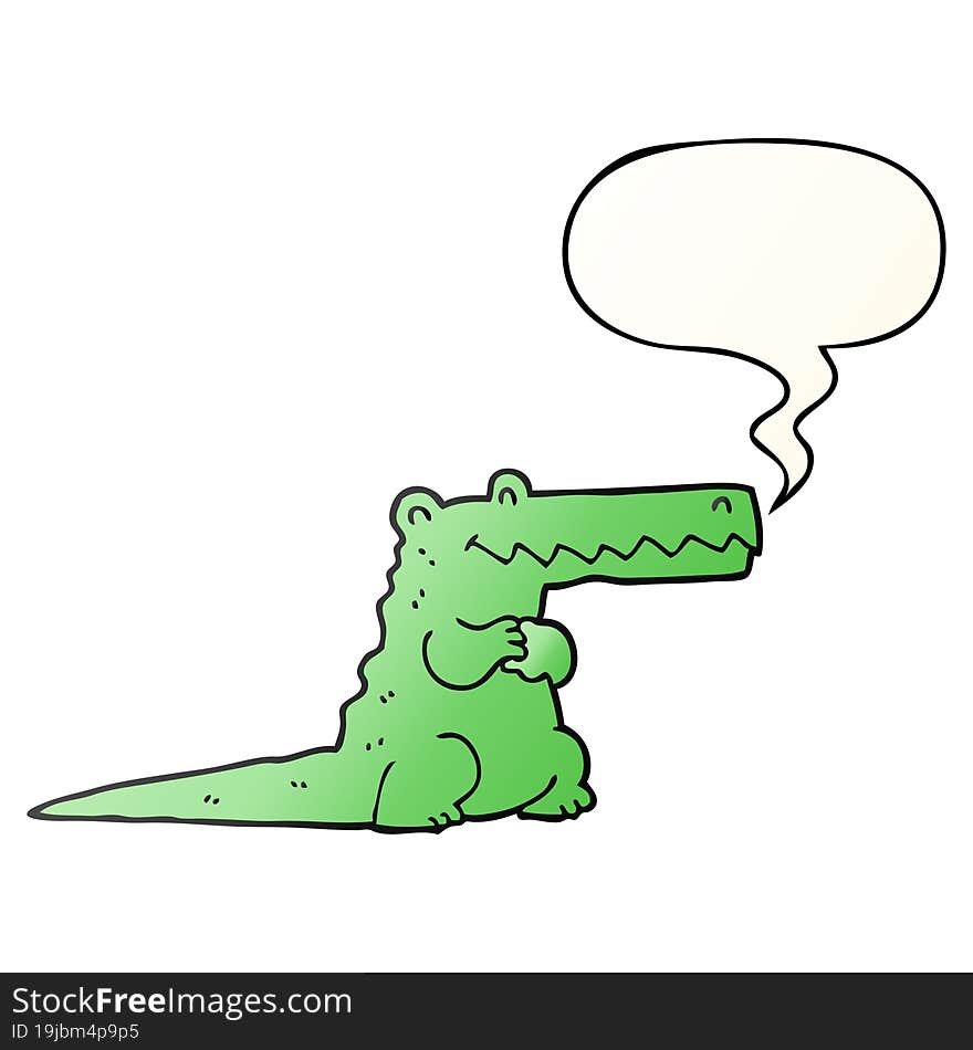 cartoon crocodile and speech bubble in smooth gradient style