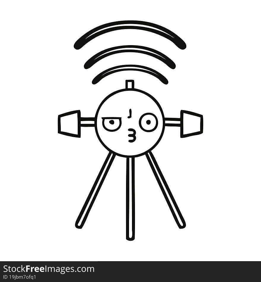 line drawing cartoon satellite