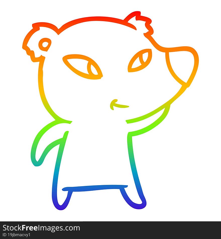 rainbow gradient line drawing cute cartoon bear