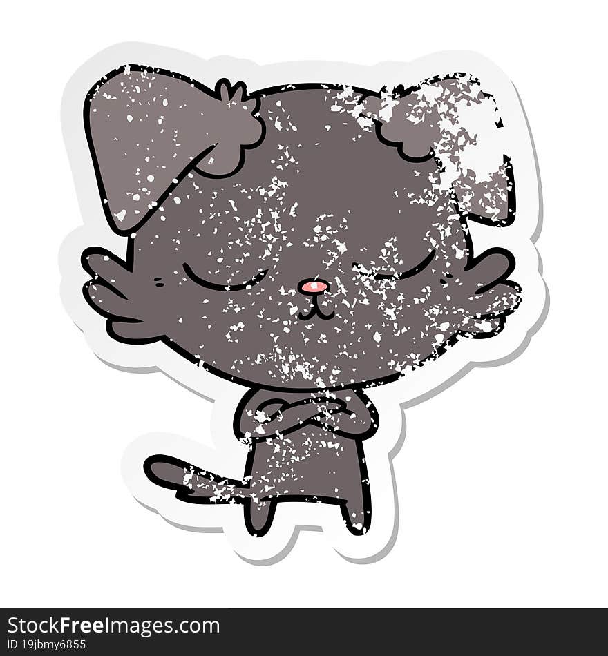 distressed sticker of a cute cartoon dog