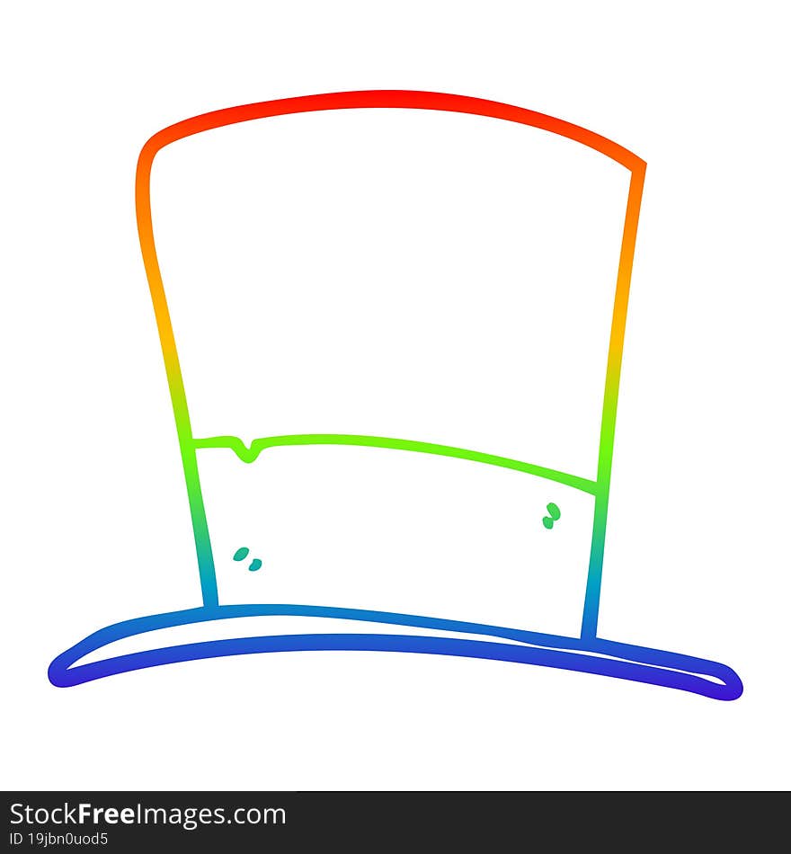 rainbow gradient line drawing cartoon top hat