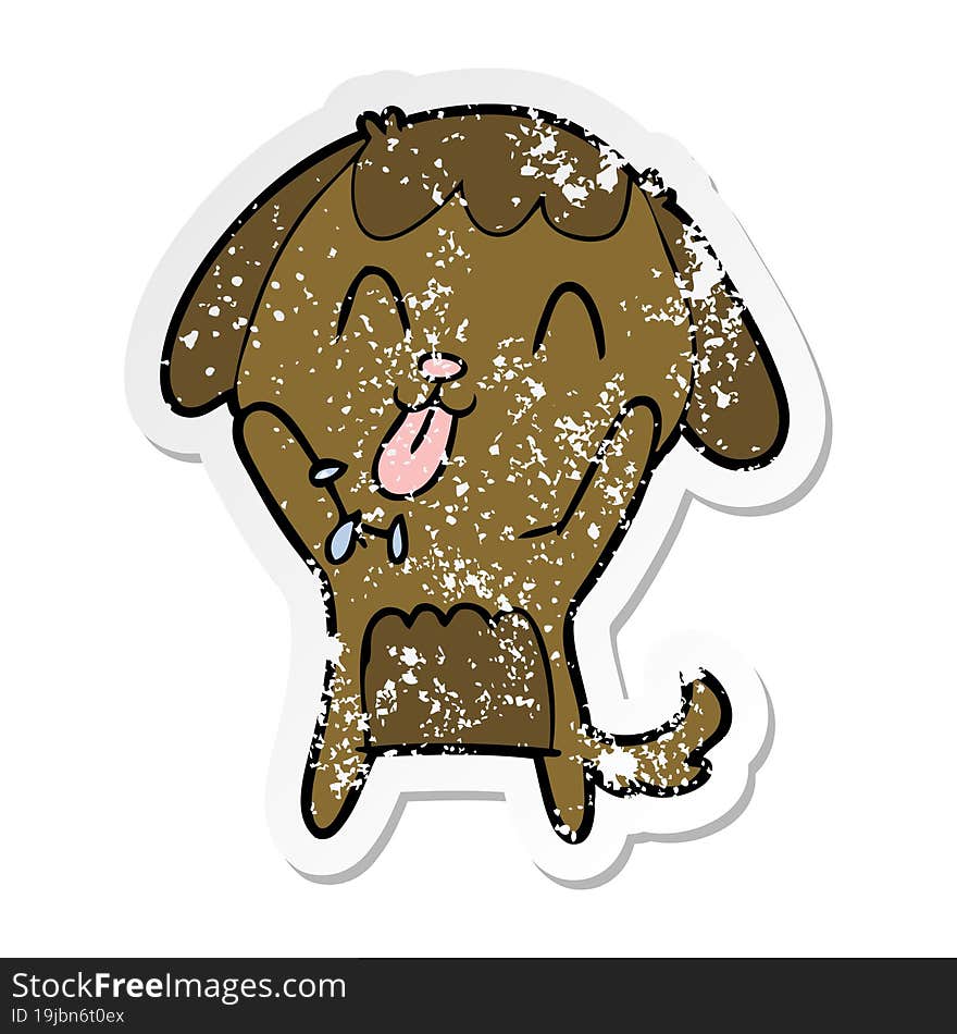 Distressed Sticker Of A Cute Cartoon Dog