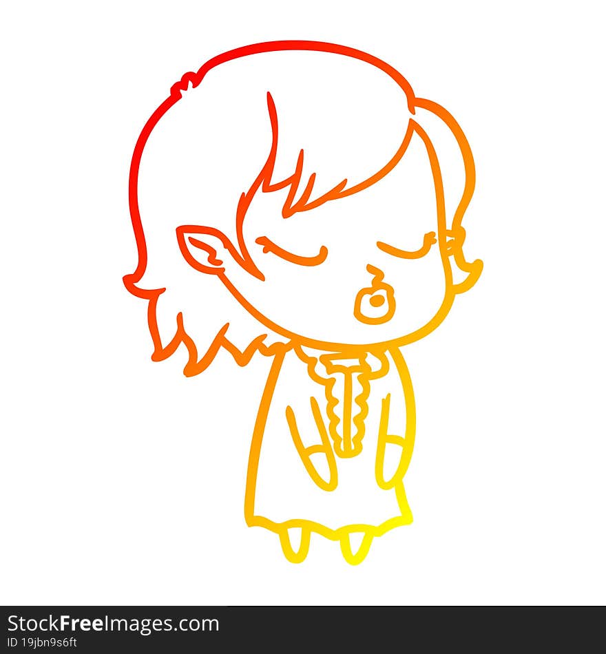 warm gradient line drawing cute cartoon vampire girl