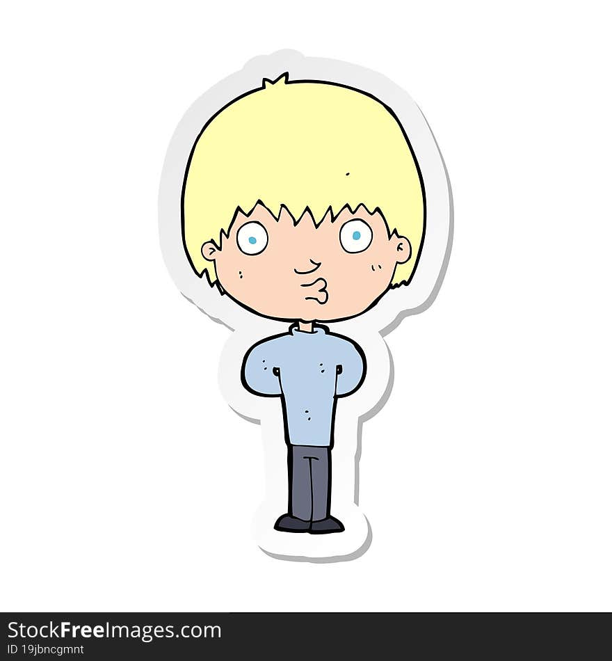 sticker of a cartoon whistling boy