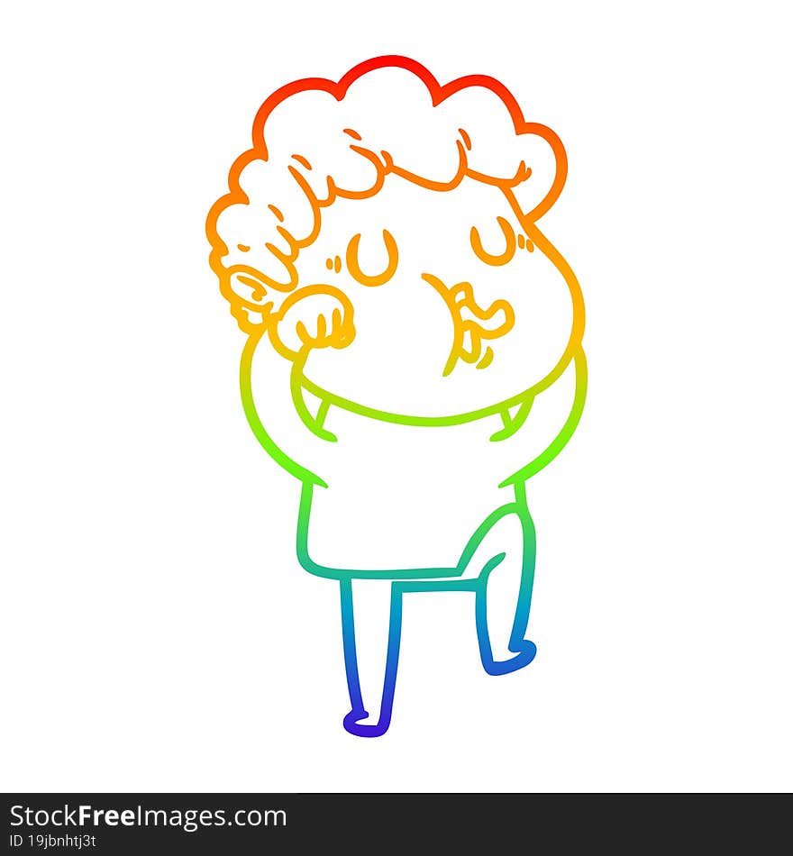 rainbow gradient line drawing cartoon man singing