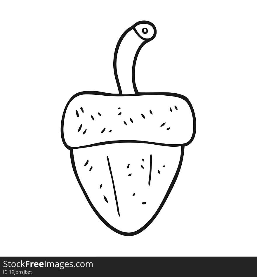 black and white cartoon acorn