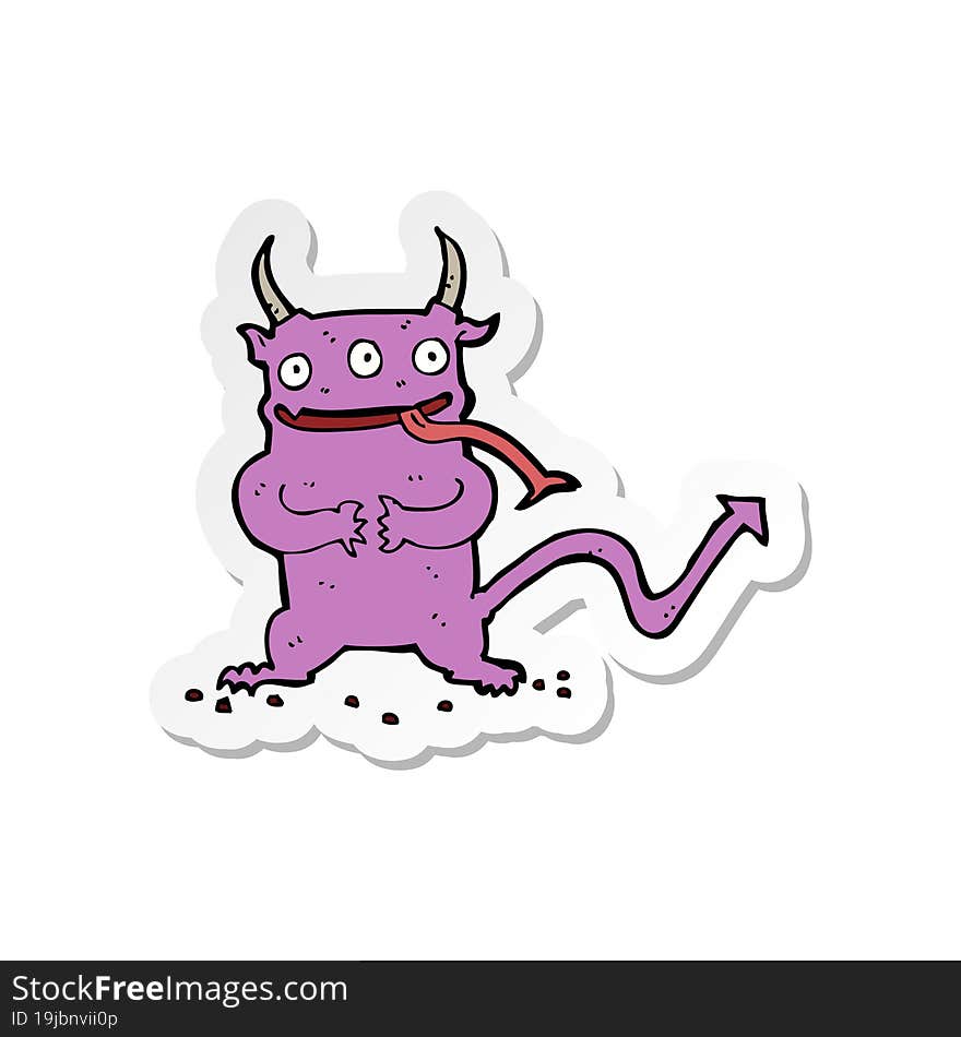 Sticker Of A Cartoon Little Demon