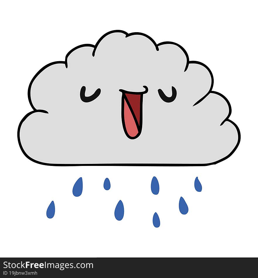 cartoon illustration kawaii weather rain cloud. cartoon illustration kawaii weather rain cloud