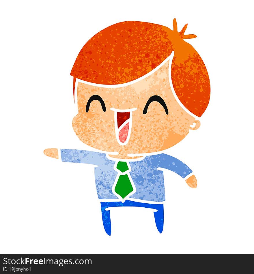 retro cartoon of kawaii man in suit