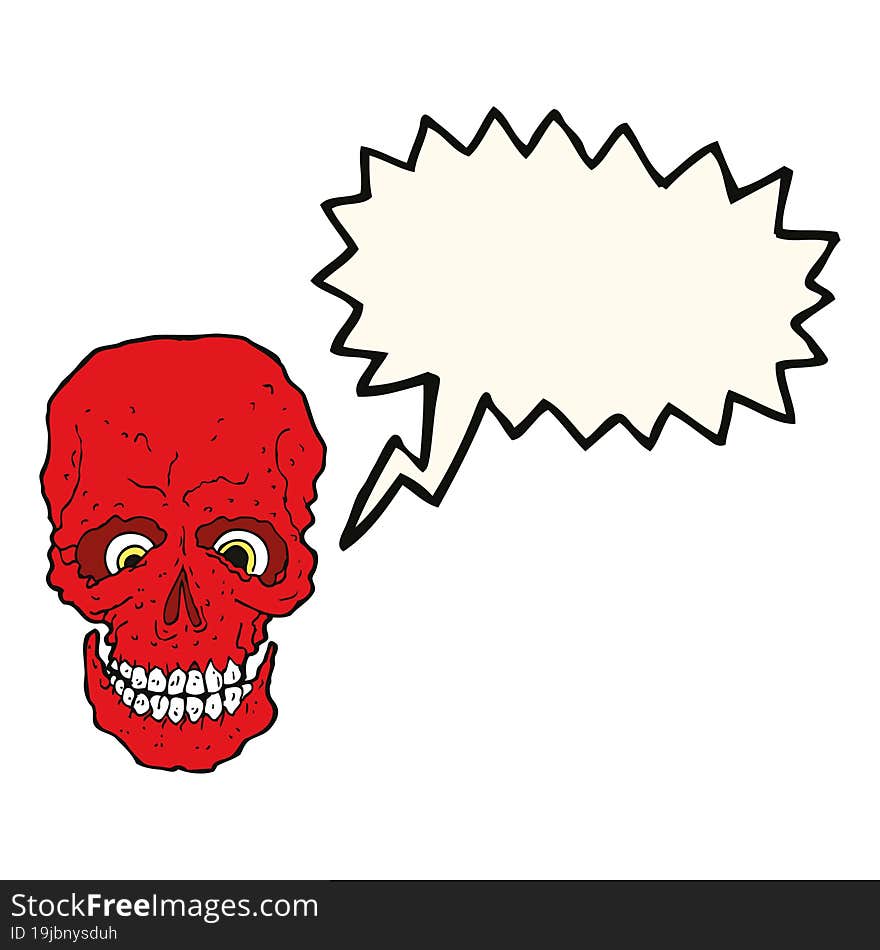 Cartoon Spooky Skull With Thought Bubble