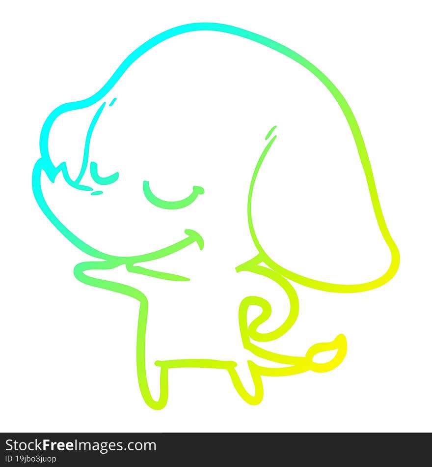 cold gradient line drawing cartoon smiling elephant