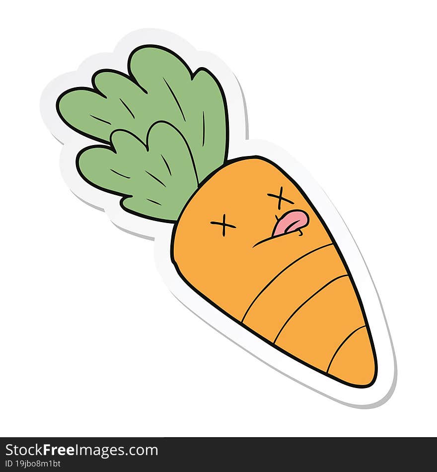 sticker of a cartoon dead carrot