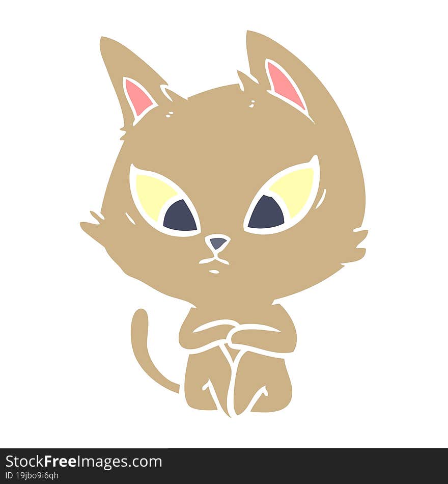 confused flat color style cartoon cat