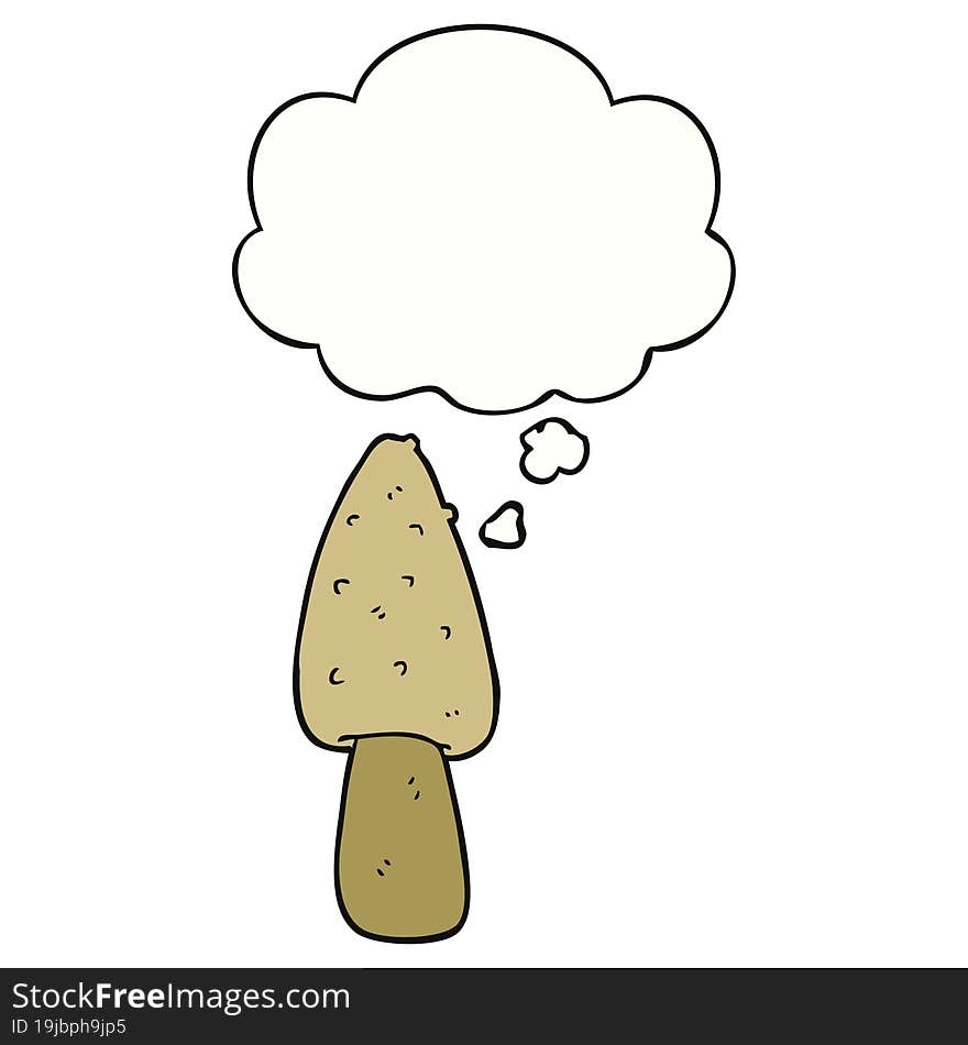 cartoon mushroom with thought bubble. cartoon mushroom with thought bubble