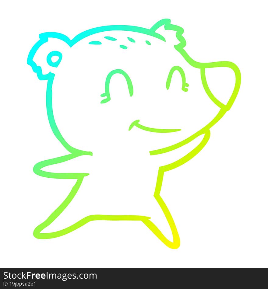 cold gradient line drawing friendly bear cartoon