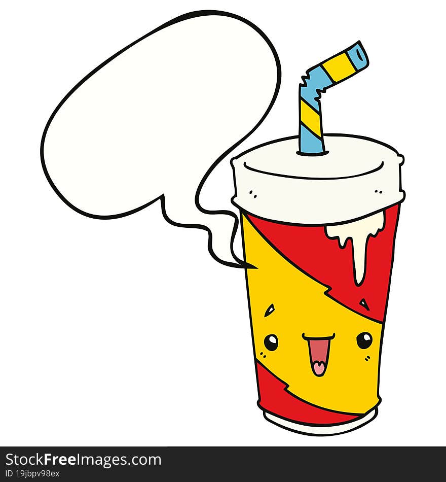 Cartoon Soda Cup And Speech Bubble