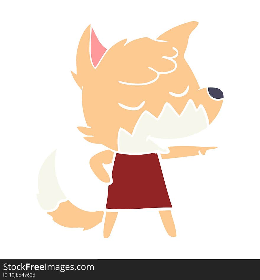 Friendly Flat Color Style Cartoon Fox Girl