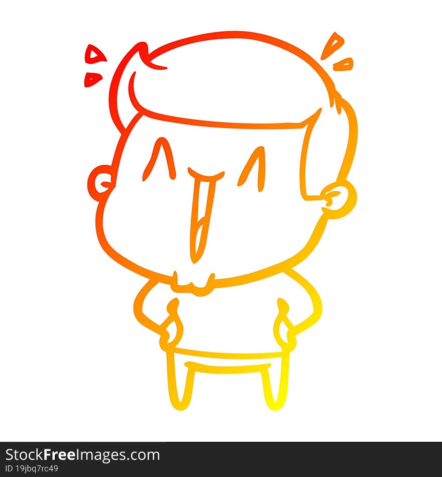 warm gradient line drawing cartoon excited man