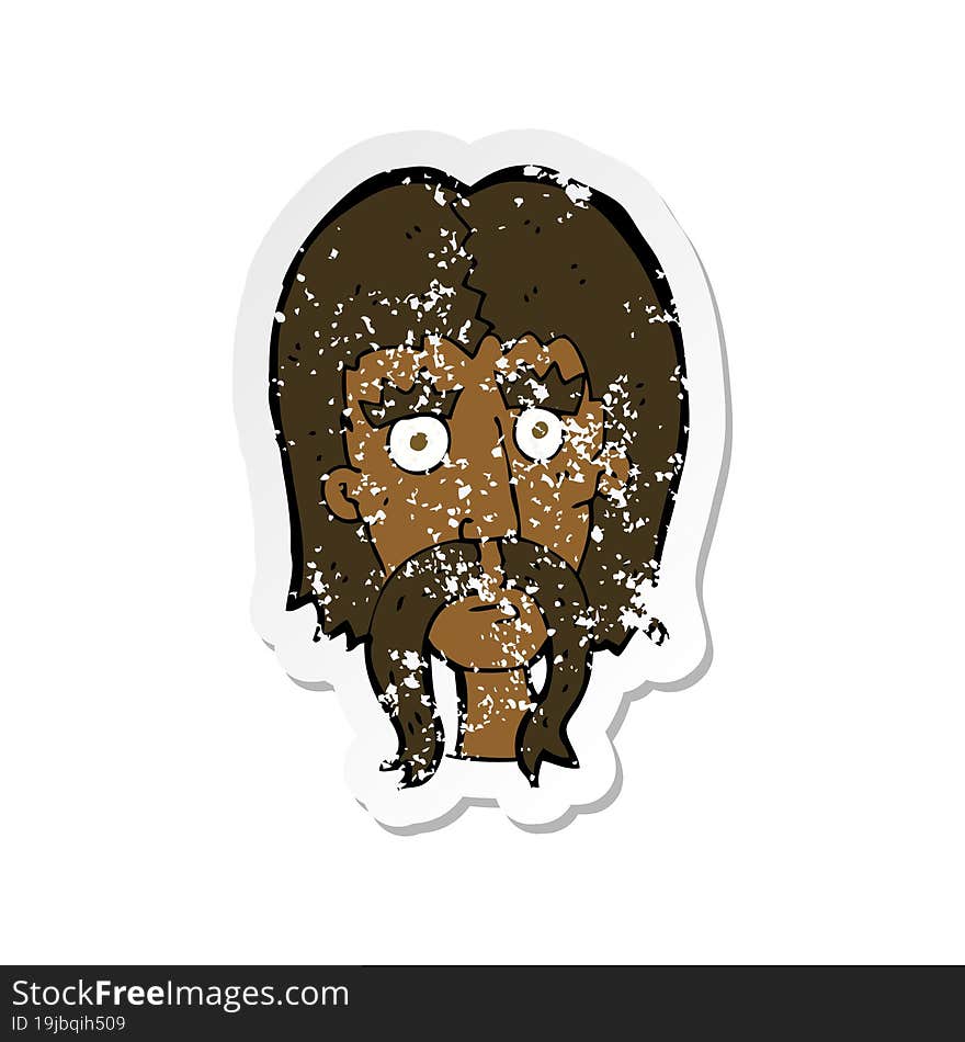 retro distressed sticker of a cartoon man with long mustache