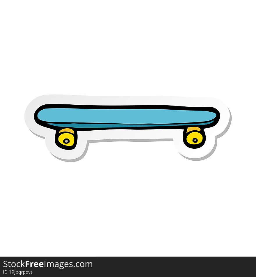 Sticker Of A Cartoon Skateboard