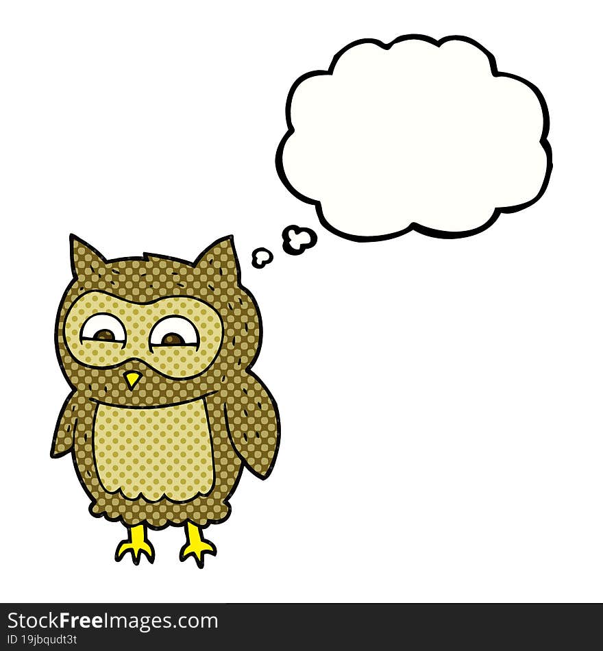 freehand drawn thought bubble cartoon owl