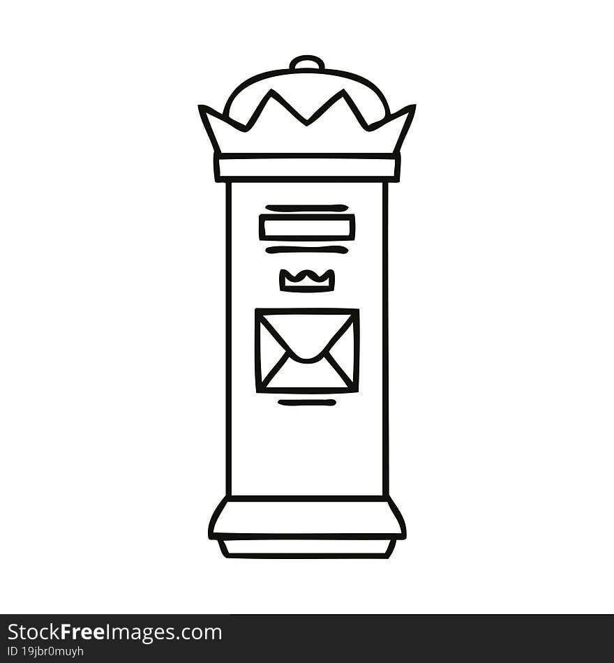 line drawing cartoon post box