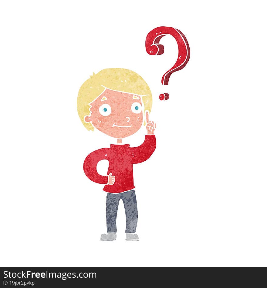 cartoon boy asking question