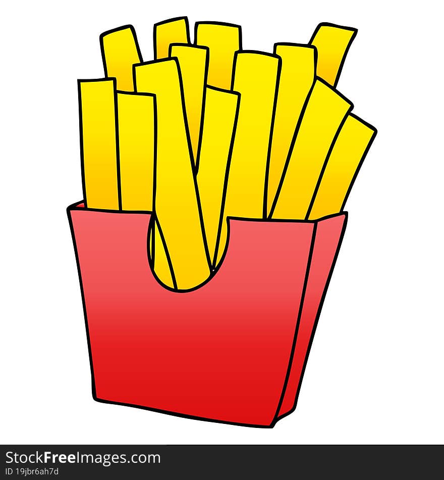 quirky gradient shaded cartoon french fries