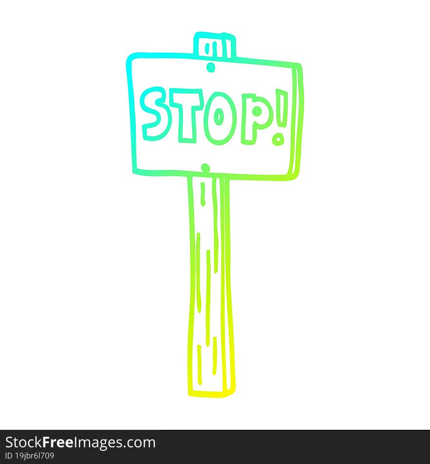 cold gradient line drawing of a cartoon traffic signs
