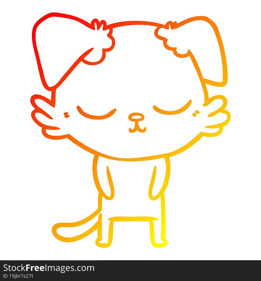 warm gradient line drawing cute cartoon dog