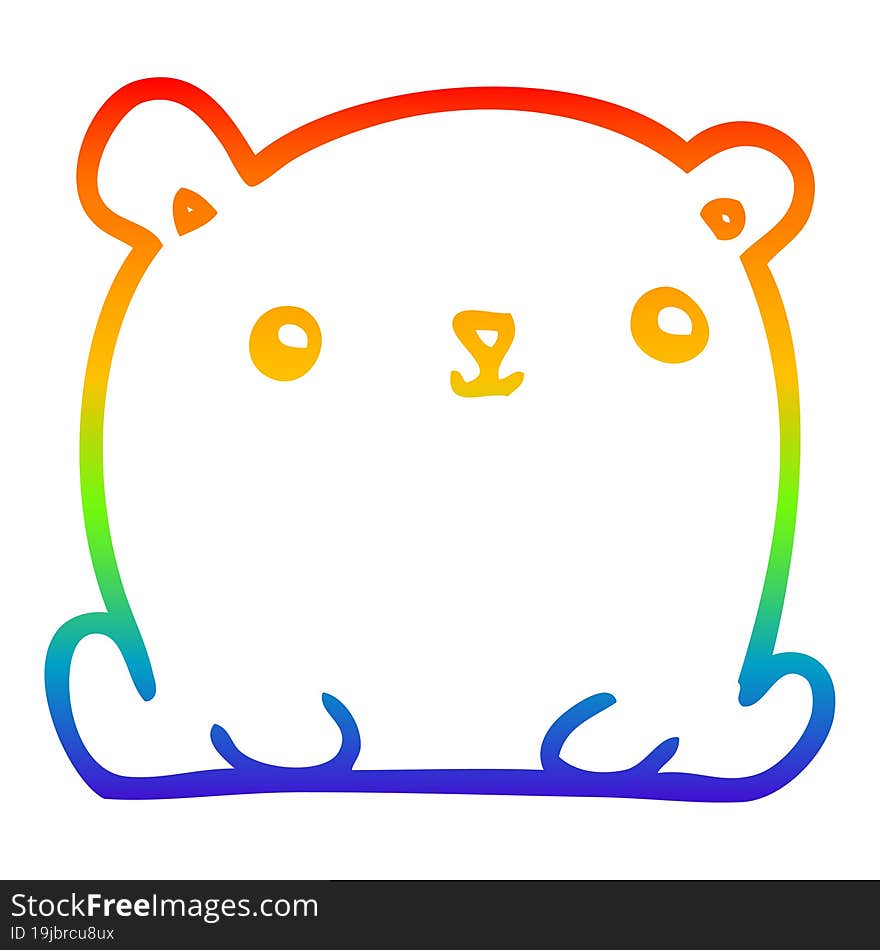 rainbow gradient line drawing cute cartoon bear